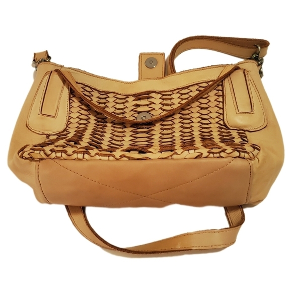 GIORGIA MILANI Genuine Leather Made in Italy Woven 4 Pocket Shoulder Bag EUC - Picture 2 of 12